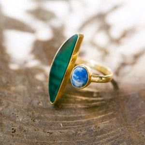 Isla Sodalite Stone & Colored Glass Adjustable Ring