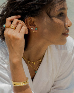 Oxeanne Textured Mini Hoop Beach-Proof Earrings