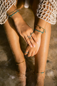 Turquoise & Gold Beads Bracelet