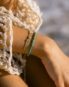 Turquoise & Gold Beads Bracelet