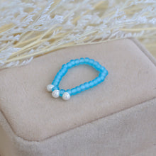 Load image into Gallery viewer, Isla Glass Beads Ring - Arctic Blue with Pearly Drops