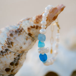 Sedsed Recycled Beach Glass & Mixed Pearls Bracelet