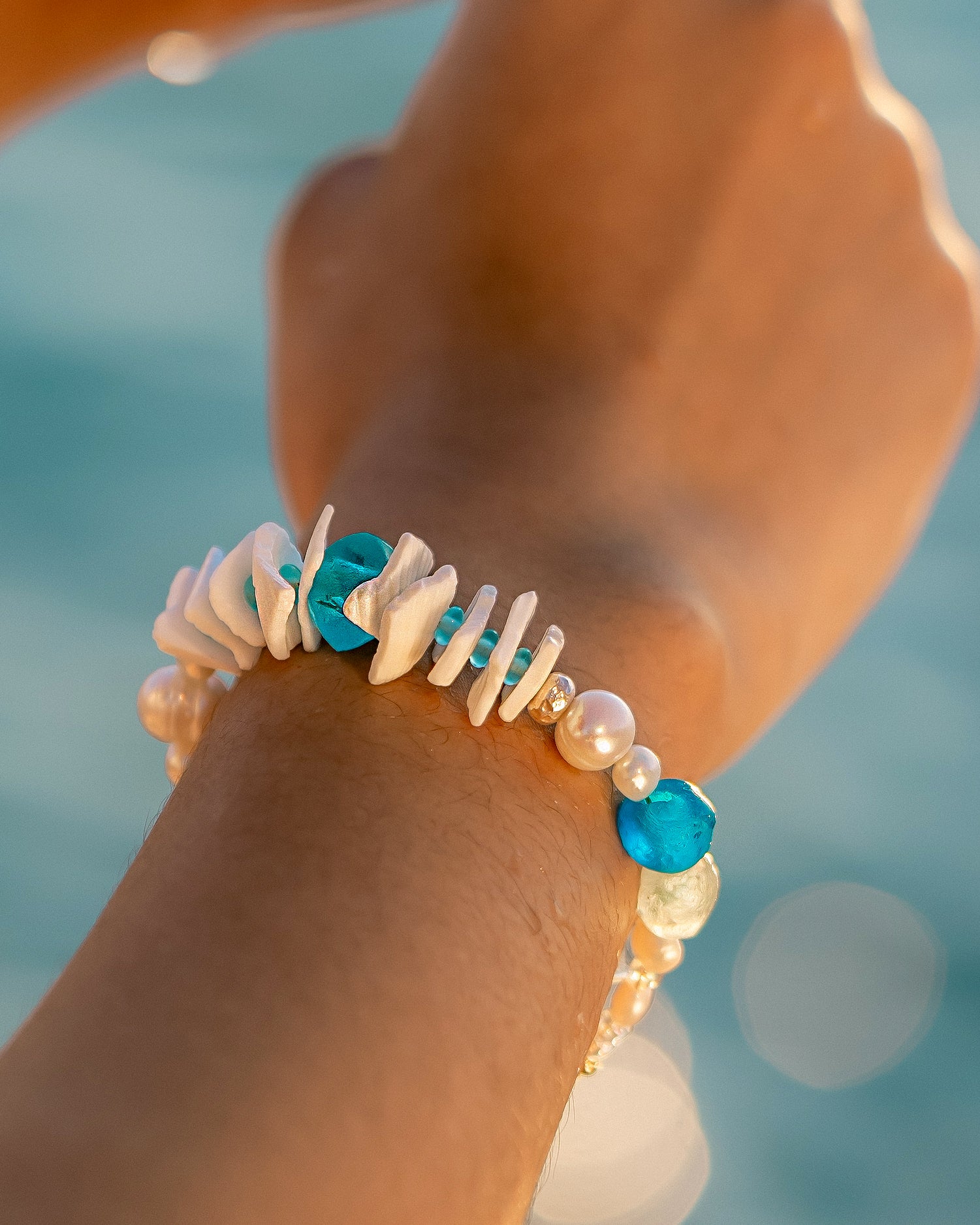 Mens Blue Bracelet - Beach Jewelry for Men - Sea Glass Bracelets – Blue  Stone River