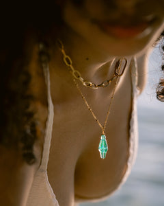 Alma Venus Charm Necklace (Aqua Blue & Light Green)