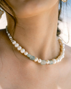 Galene Recycled Beach Glass & Pearls Necklace (Original)