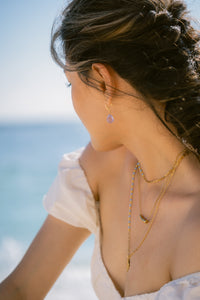Paradiso Handmade Teardrop Sea Glass Earrings (Lilac)