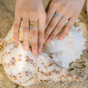 Isla Glass Beads Ring - Seafoam with Aqua Drops
