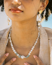 Load image into Gallery viewer, Galene Recycled Beach Glass Necklace With Baroque Pearl
