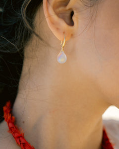 Paradiso Handmade Teardrop Sea Glass Earrings (Frost White)