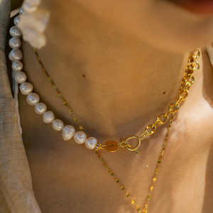 Mawu Chunky Ringed Pearl Necklace