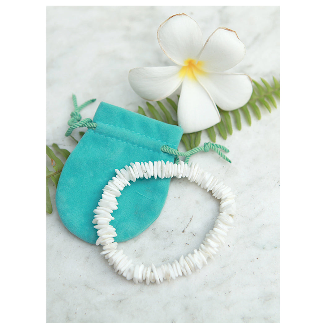 Classic ISLA White Broken Shell Stretch Anklet