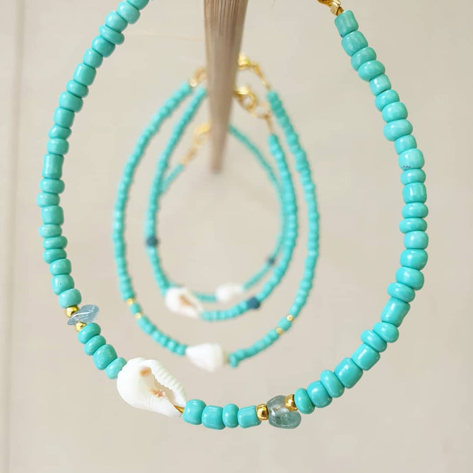 Mini Cone Shell With Sea Glass Anklet
