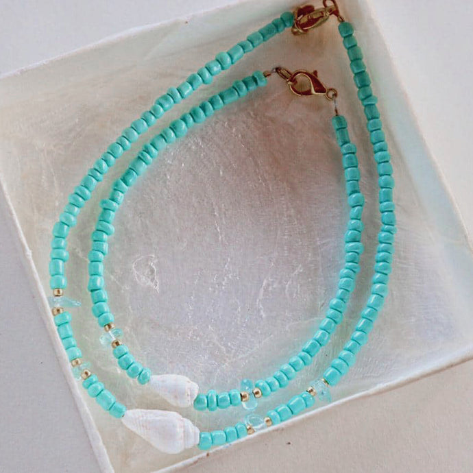 Mini Cone Shell With Sea Glass Bracelet
