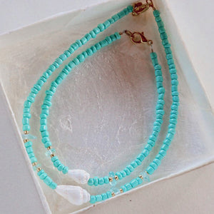 Mini Cone Shell With Sea Glass Anklet
