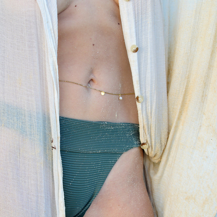 Classic ISLA Mini Baroque Pearl Body Chain, 18K Gold-Plated Stainless Steel