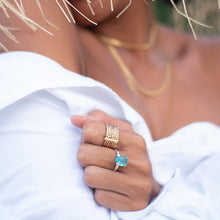 Load image into Gallery viewer, &quot;Mar&quot; Sea Glass Adjustable Ring, Gold Vermeil / Silver (Custom)
