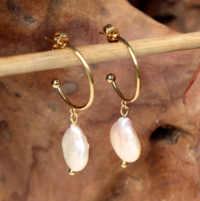 Isla Blanca Baroque Pearl Beach-Proof Stud Hoops