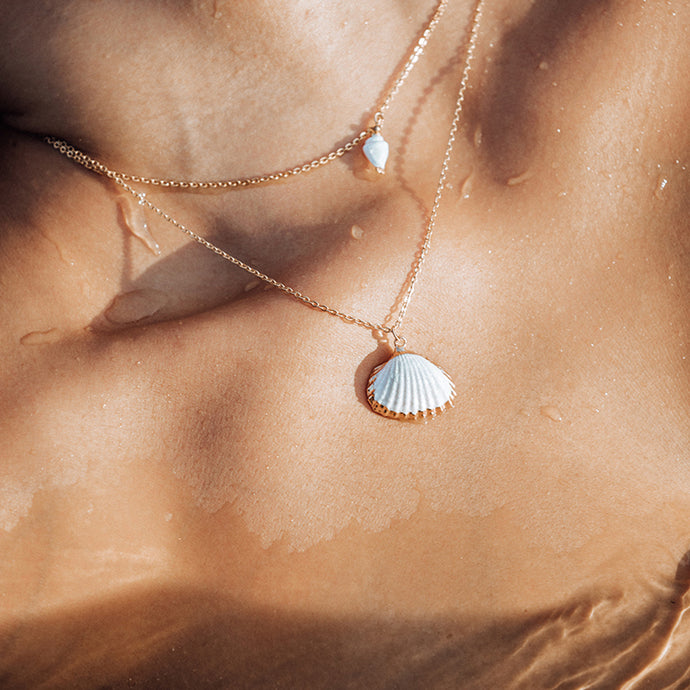ISLA White Cascara With Gold Strip Necklace