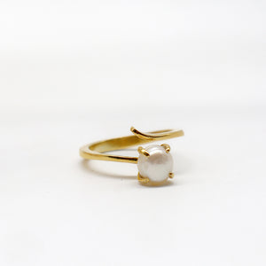 "Luna" Baroque Pearl Adjustable Ring, Gold Vermeil / Silver