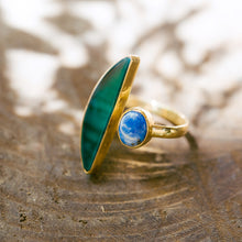 Load image into Gallery viewer, Isla Sodalite Stone &amp; Colored Glass Adjustable Ring