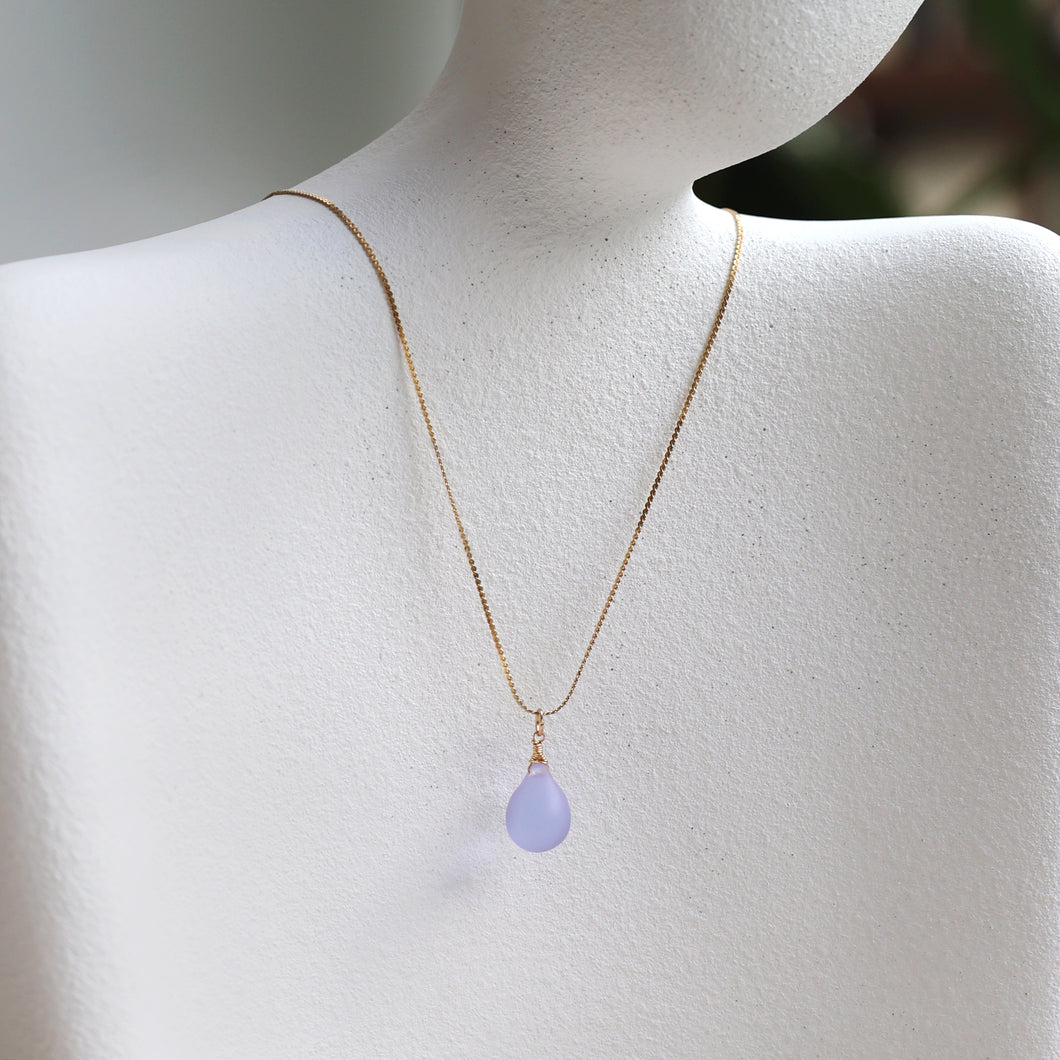Paradiso Handmade Teardrop Sea Glass Necklace (Lilac)