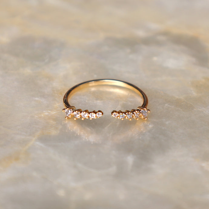 Oxeanne Zicron-Studded Adjustable Layering Beach-Proof Ring