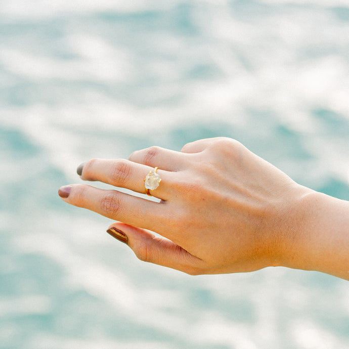 Mar Aquamarine Adjustable Ring, Silver
