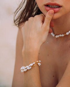 "Mutya" Mini Cone Shell & Mini Baroque Pearl Bracelet
