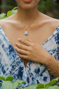"Wisdom Of The Sea" Larimar Pendant, Set In 14K Solid Gold (1 Piece Only)