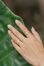 Load image into Gallery viewer, &quot;Ra&quot; Minimalist Evil Eye Stacking Ring, 18K Gold Plated Brass